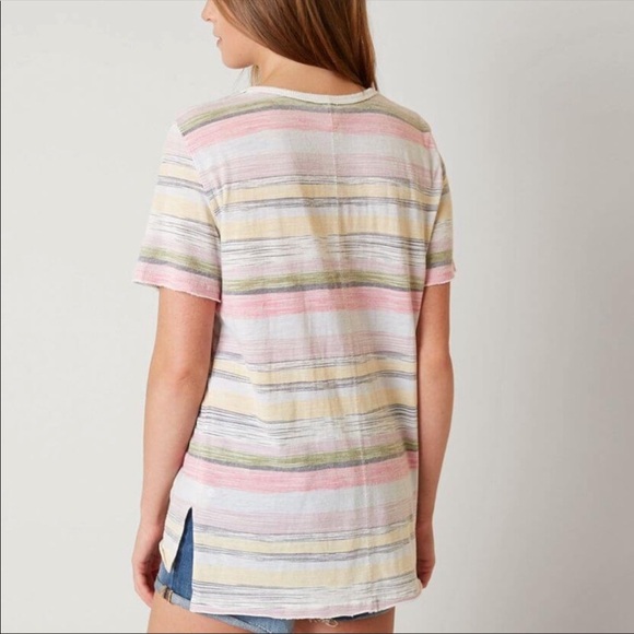 Women's Free People Army Multi Stripe Short Sleeve Tee Size XS - Picture 3 of 7